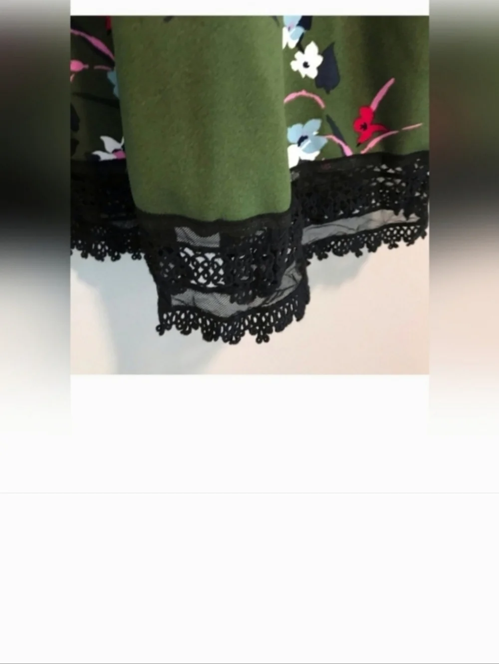 Guess Olive Green Floral Midi Dress with Black Trim - Picture 10 of 13